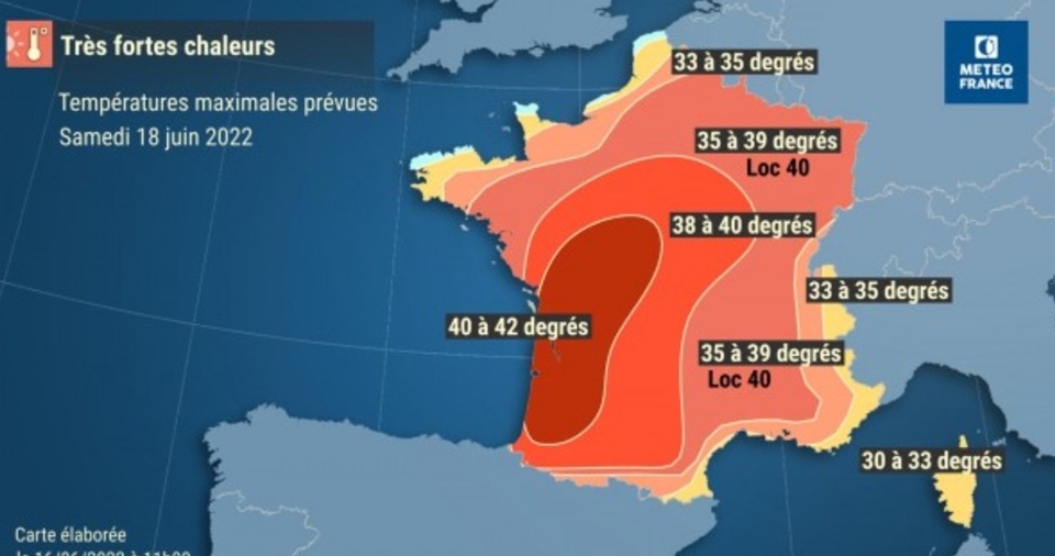 프랑스 전역을 강타한 있는 폭염 (사진=Météo-France)