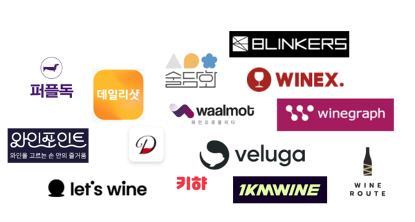 (그림) 현재 국내에서 활동 중인 다양한 주류 관련 IT테그 기업들의 모습. 시장이 본격 확대됨으로써 보다 많은 그리고 활발한 활동이 기대되는 바임.