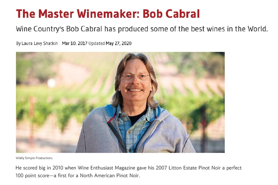 Napa Sonoma Magazine에 소개된 밥 카브랄 (사진=Napa Sonoma Magazine)
