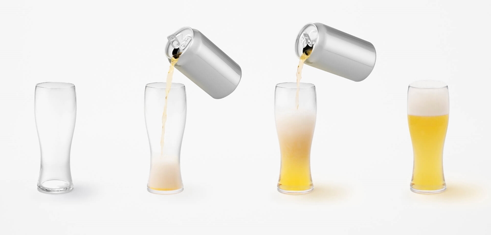 두 개의 뚜껑을 통해 황금 비율의 맥주를 따를 수 있다. (사진=Nendo/MASAHIRO OHGAMI)