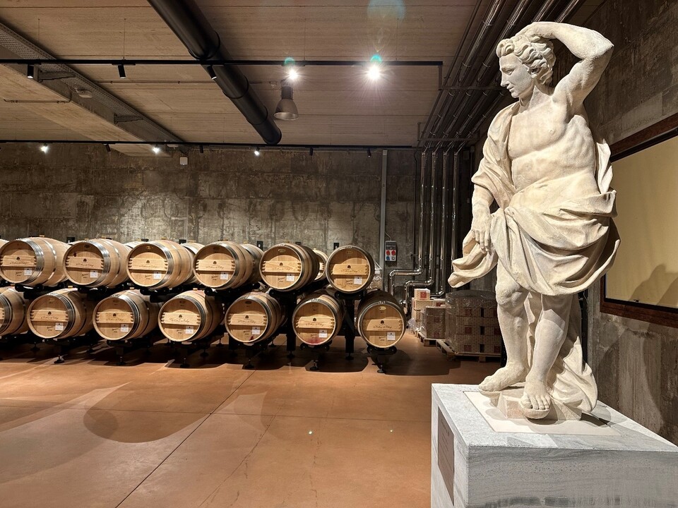 마씨모 자놀리가 입양한 거인 조각. 원래는 밀라노 두오모 외관을 장식하던 조각 중 하나였다.