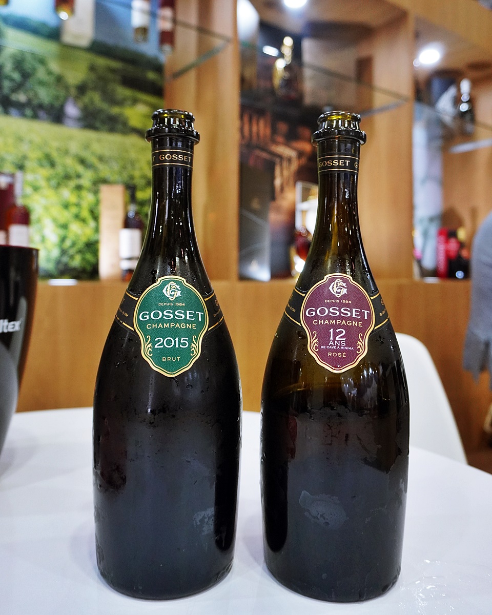 (왼쪽부터) 그랑 밀레짐(Grand Millesime), 고세 12앙 로제(12 Ans De Cave A Minima Rose) - 미수입