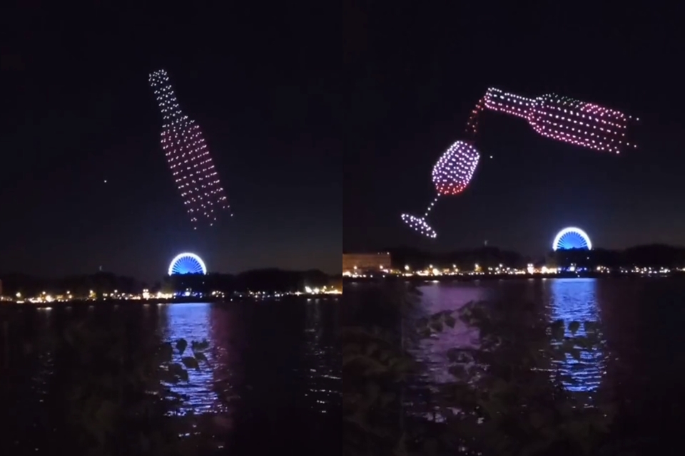 보르도 와인 축제에서 벌어진 놀라운 '와인 드론' 이벤트 (사진=트위터 캡쳐 @TheFigen_)