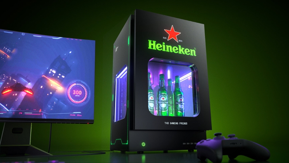 맥주 냉장고와 PC가 결합된 'TH3 G4M1NG FR1DG3' (사진=Heineken)
