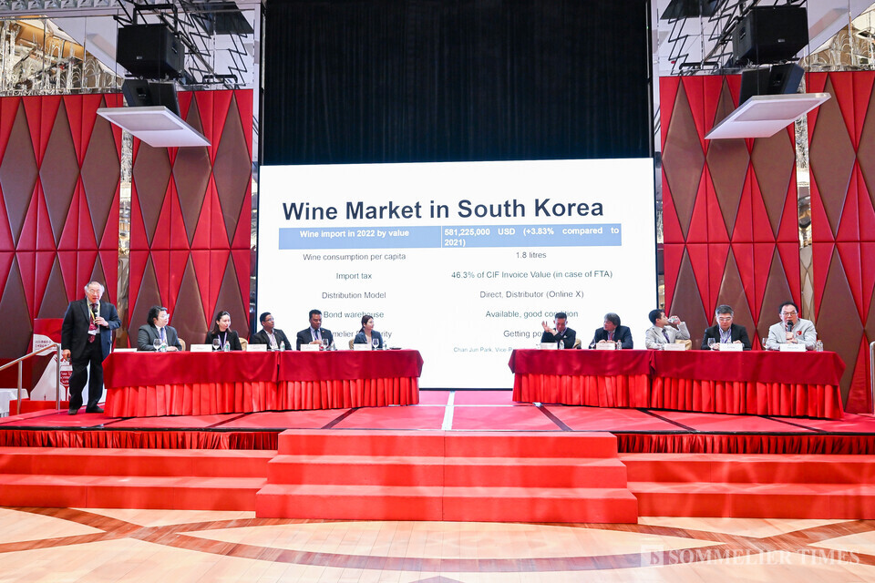 한국국제소믈리에협회(KISA) 박찬준 부회장은 한국의 와인 시장에 대해 발표했다.