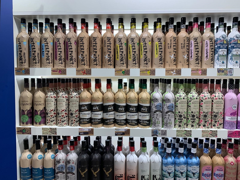 세계 최대 와인 전시회 '프로바인 2024(ProWein 2024)'에서 공개된 프루갈팩 인터랙티브 슈퍼마켓 디스플레이 (사진=Frugalpac)