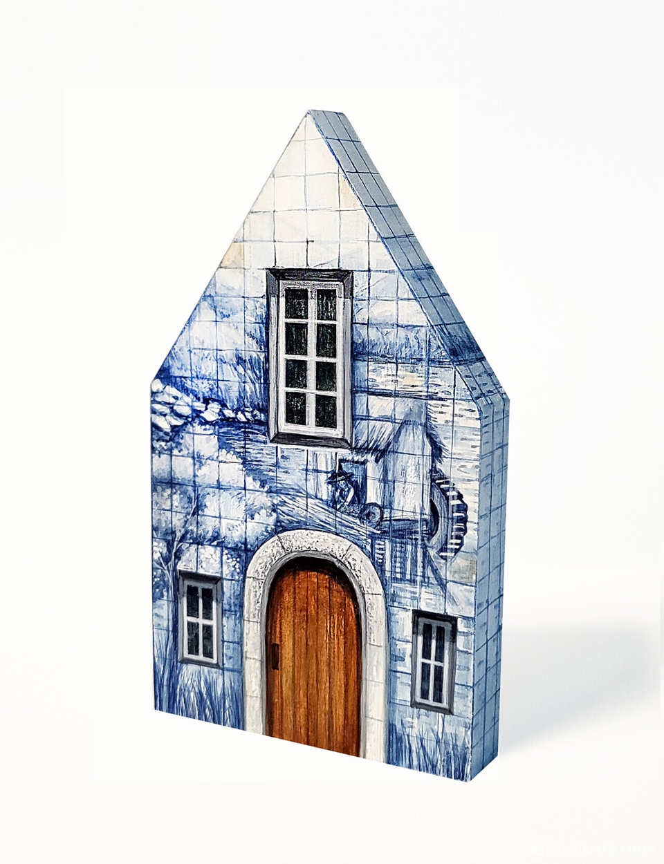 jiyura, 파란리스본4, 26x34 acrylic on wood, 2025