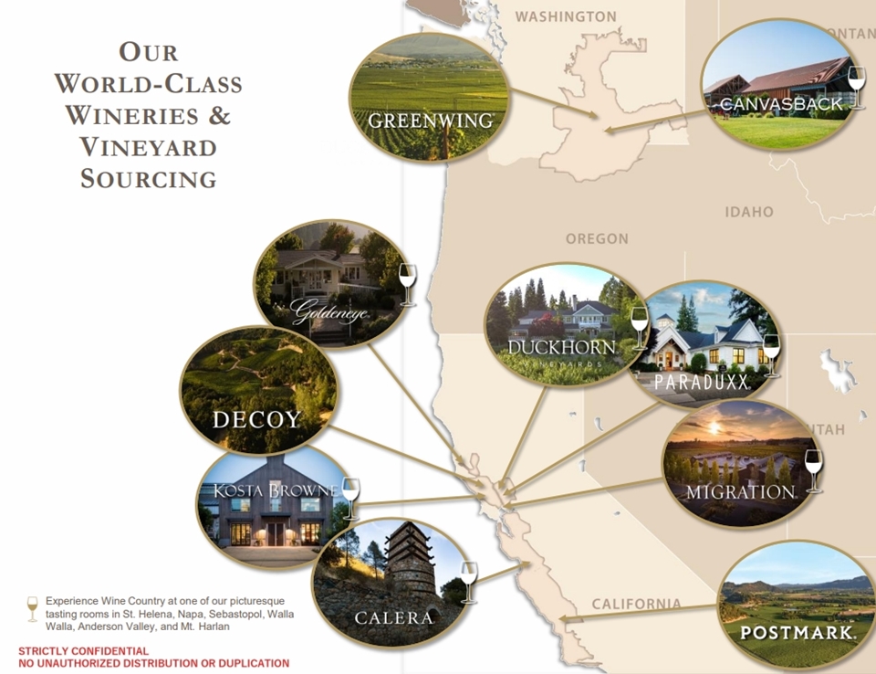 덕혼 포트폴리오의 와이너리들, 최근에는 소노마 커틀러(Sonoma-Cutrer) 와이너리가 합류하여 11곳이 되었다. (사진=Duckhorn Portfolio)