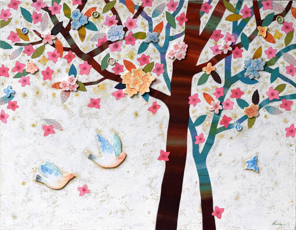 이현진, 50호, His forest-See you again116.9x91.0cm ceramics, acrylic on canvas 2024