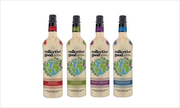유리 대신 재활용 종이로 만들어진 와인병을 사용한 ‘콜렉티브 굿(Collective Good)’ (사진=Frugalpac)