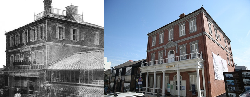 과거 대부호텔(좌)과 복원된 현대 대부호텔(우) @위키피디아